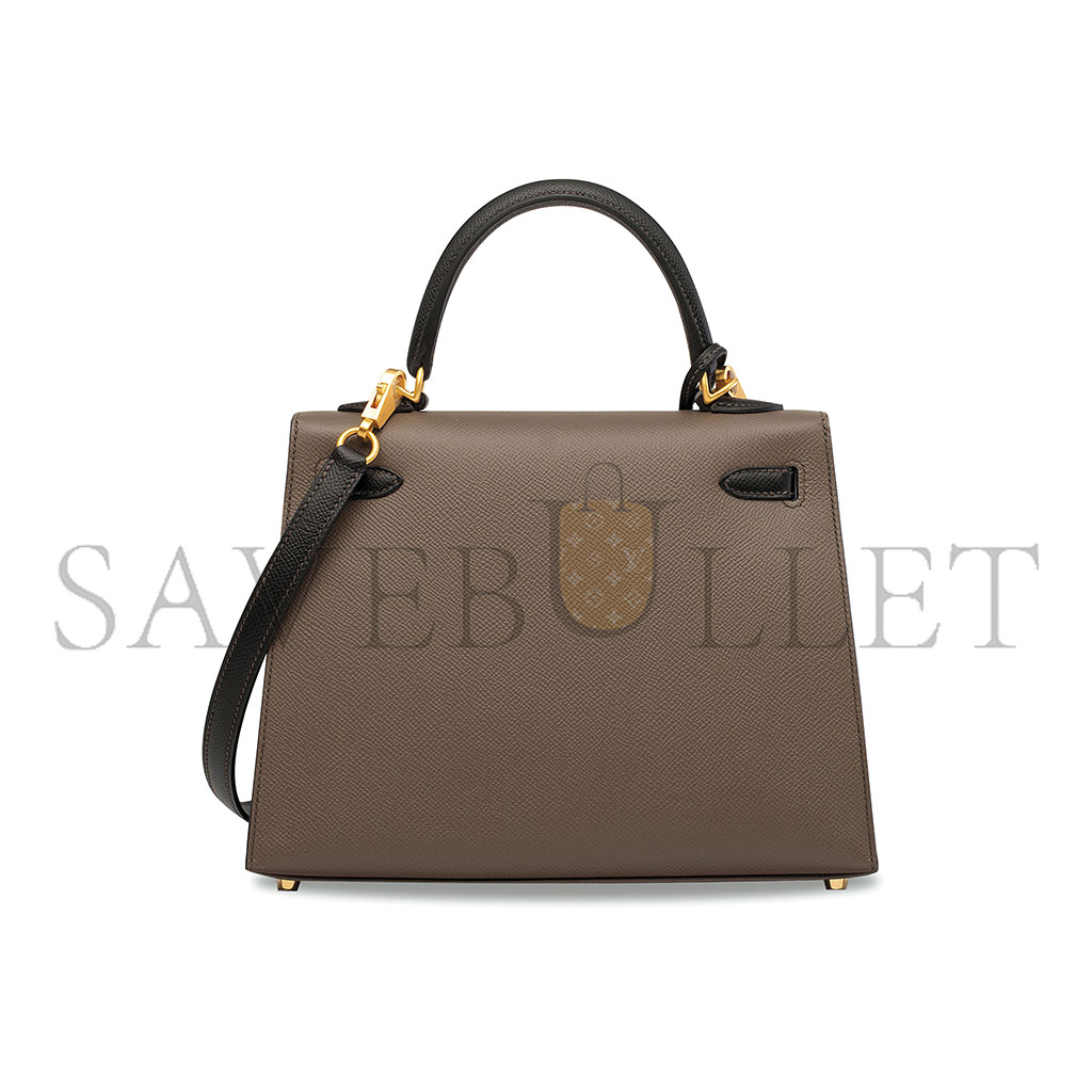 HERMÈS MASTER BLACK EPSOM LEATHER SELLIER KELLY 25 WITH BRUSHED GOLD HARDWARE (25*17*7cm) 